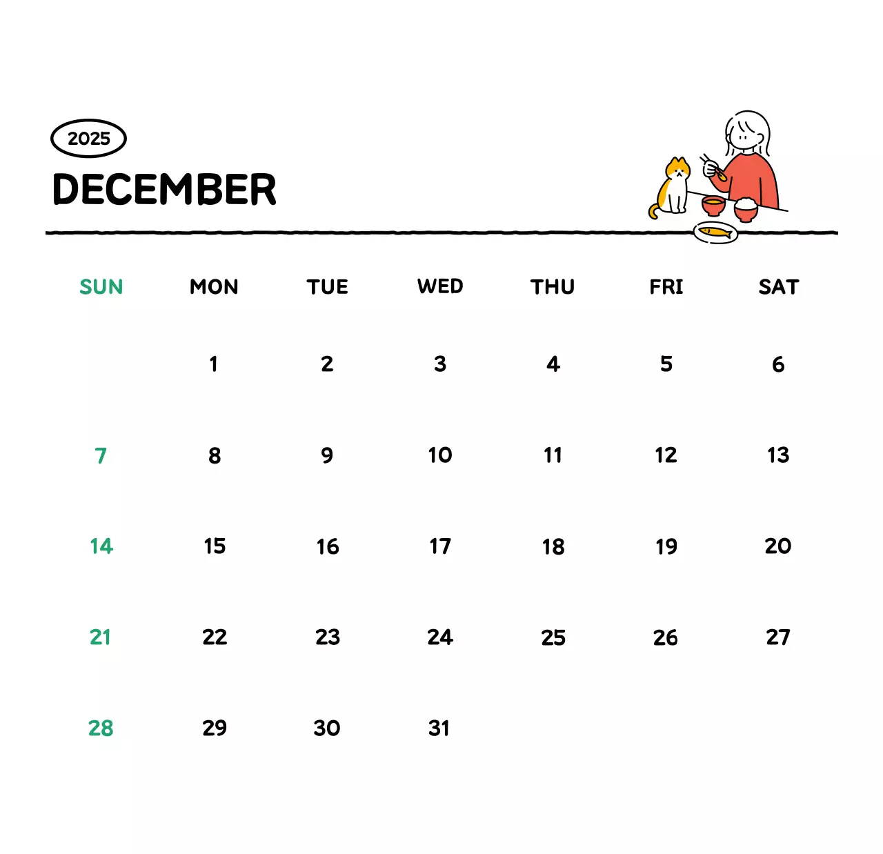 可愛らしい禅風イラストカレンダーカレンダー