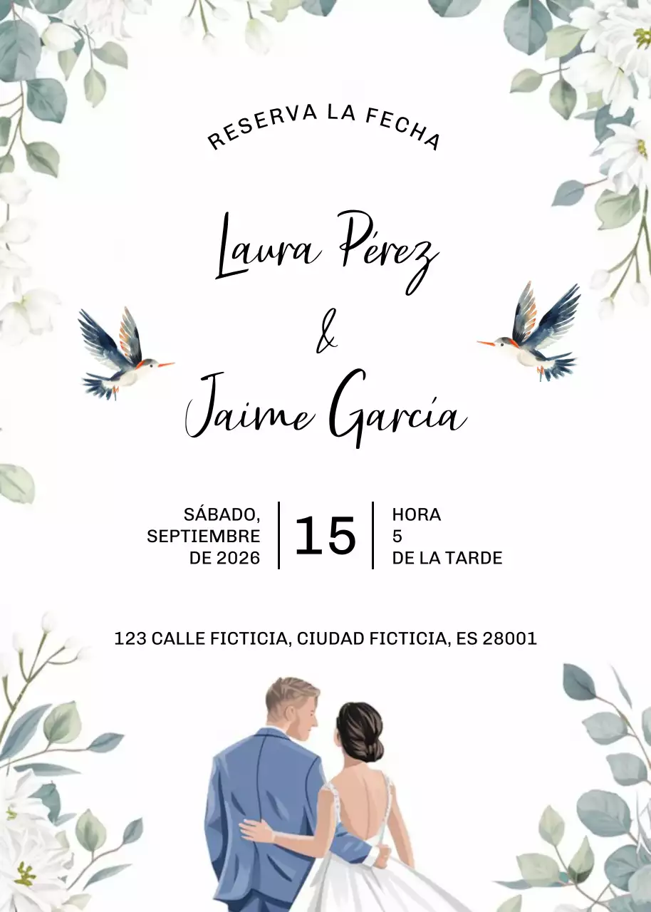 Invitación de boda blanca y elegante