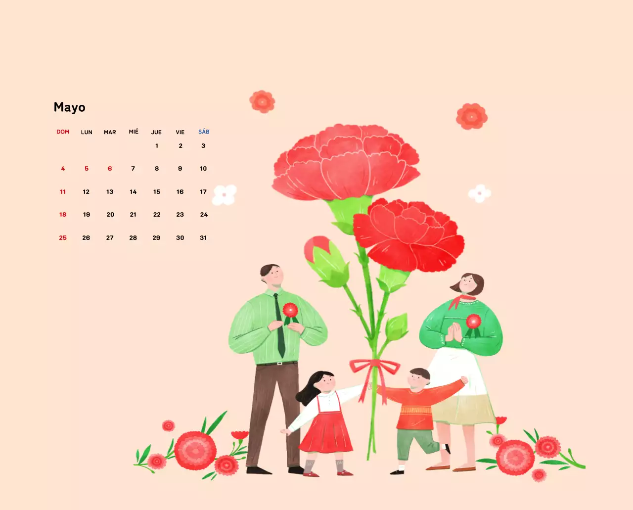 Calendario de Año Nuevo con cálidas ilustraciones