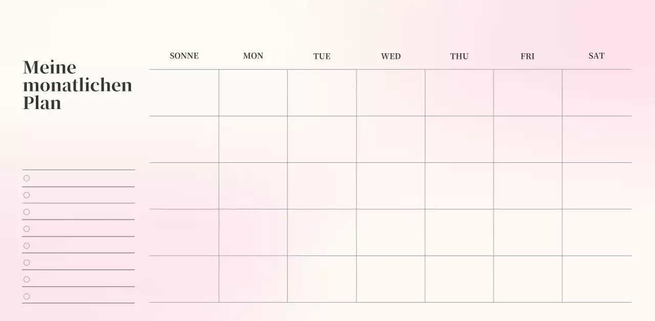 Minimalistischer Kalender mit Farbverlauf