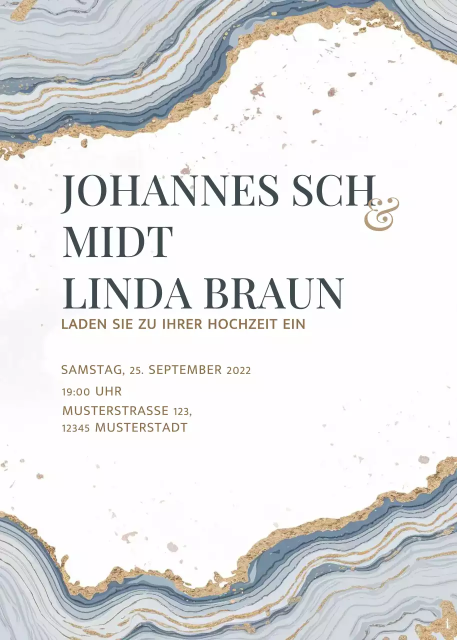 Beige Elegante Hochzeitseinladung