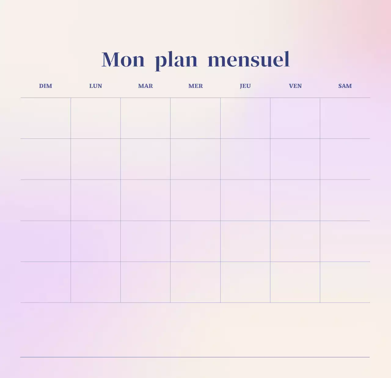 Calendrier minimaliste dégradé