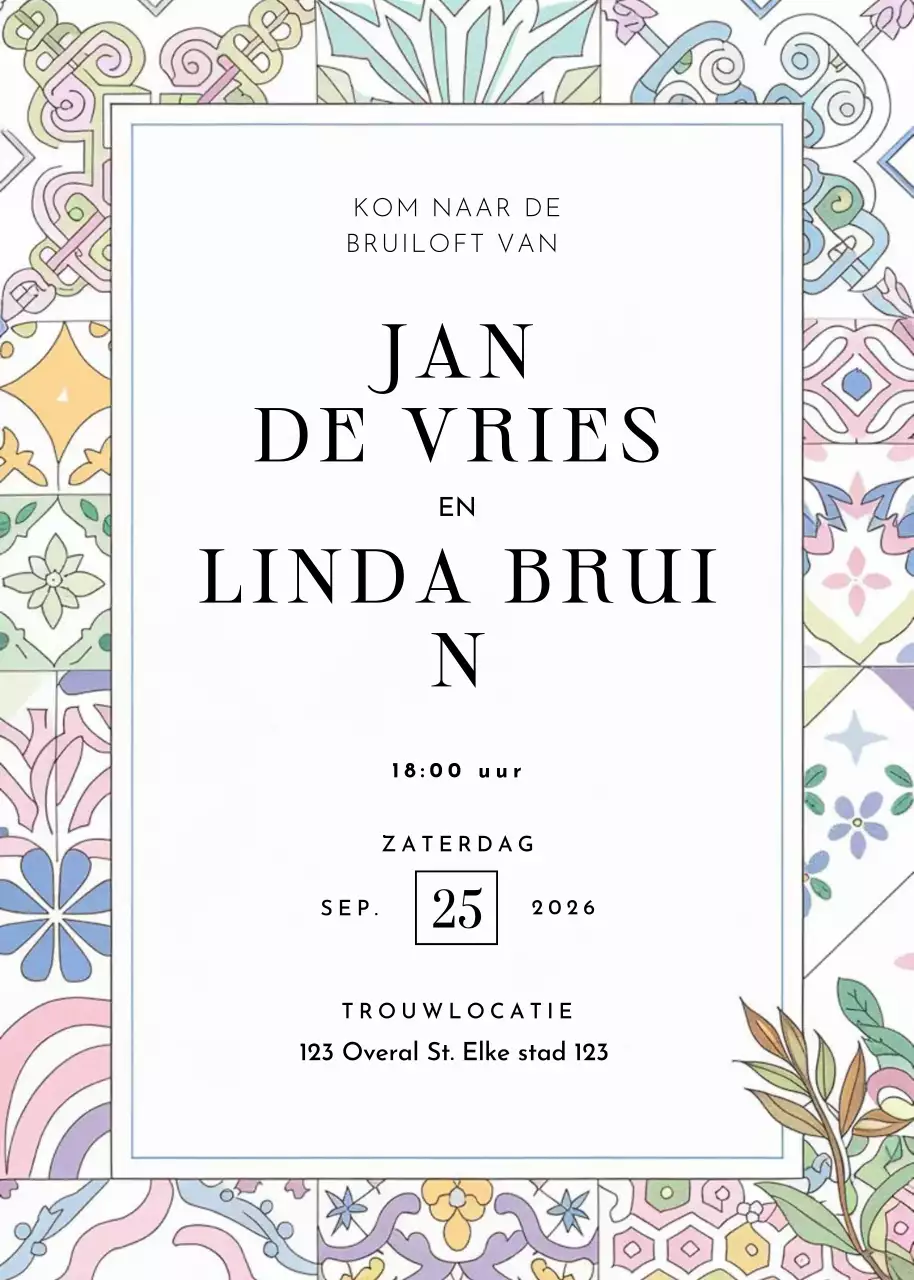 uitnodiging met kleurrijke bloemen