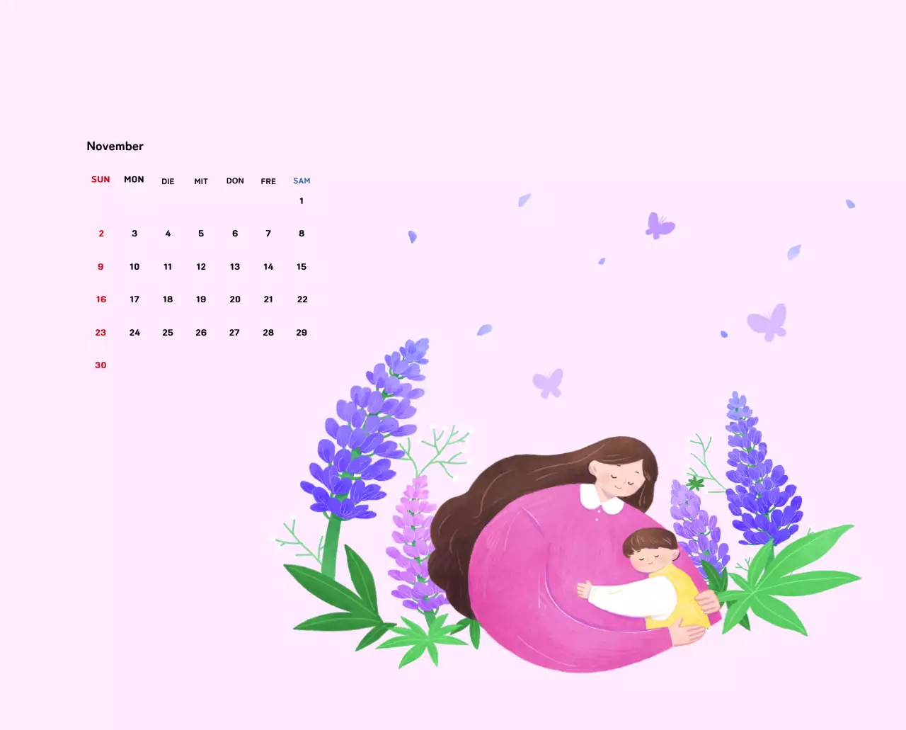 Neujahrskalender mit warmen Illustrationen