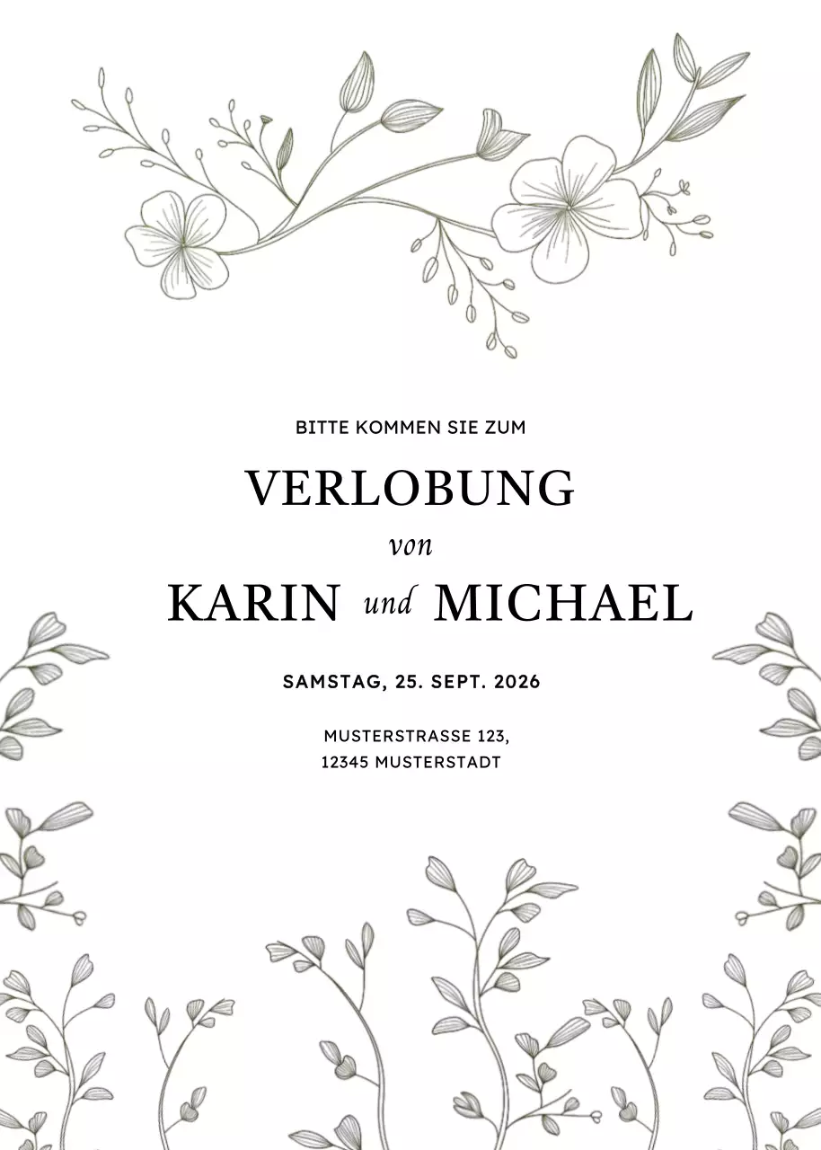 Weiß Elegante Verlobungseinladung