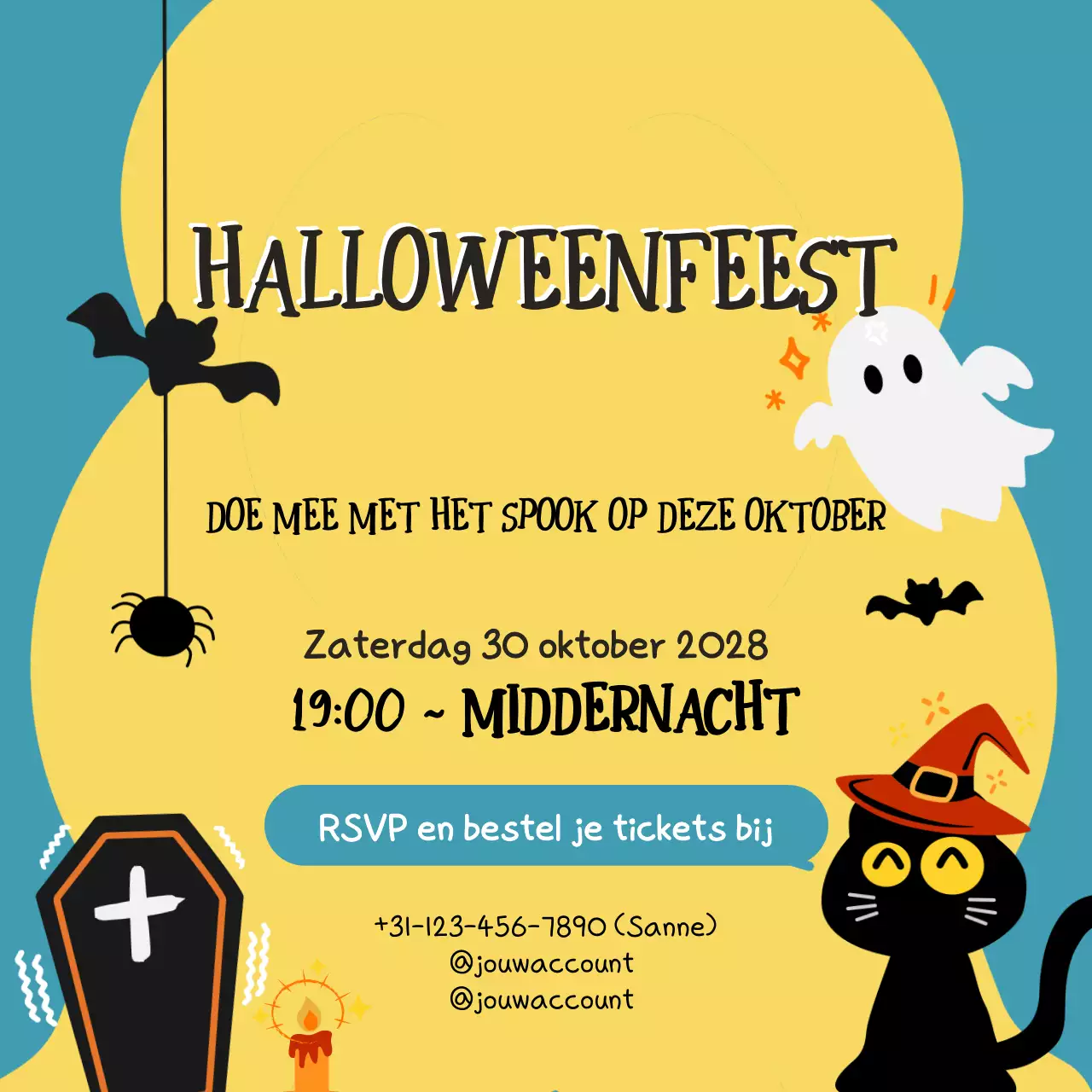 Speelse uitnodiging voor Halloweenfeest