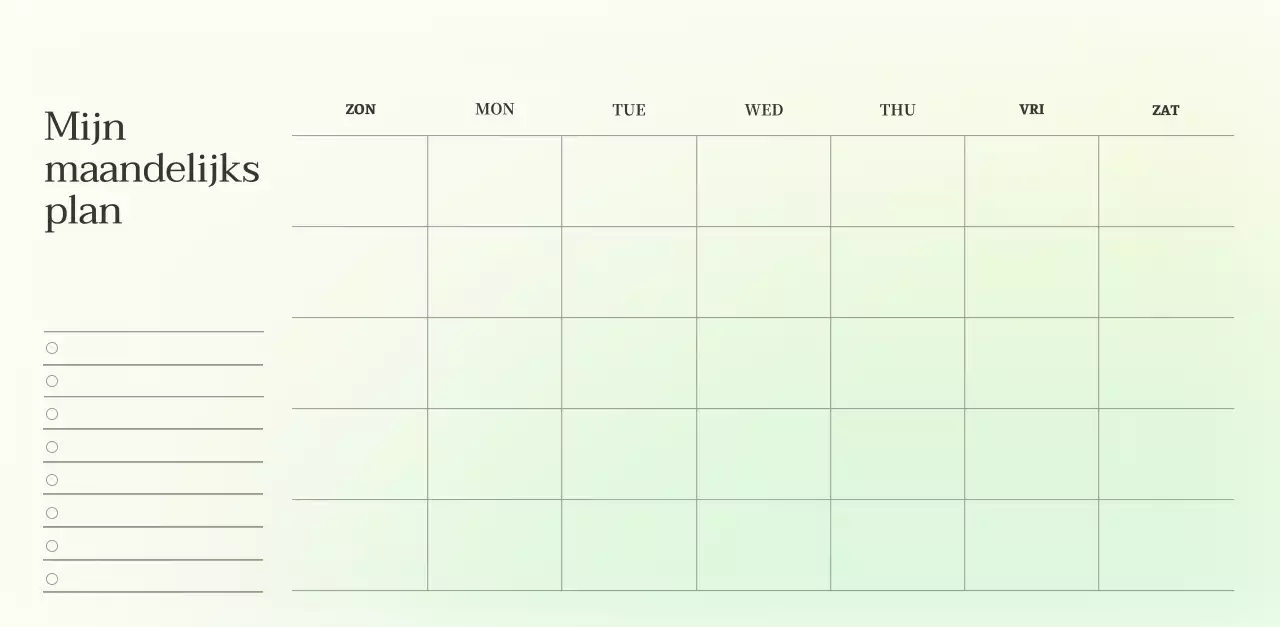 Minimalistische kalender met kleurverloop