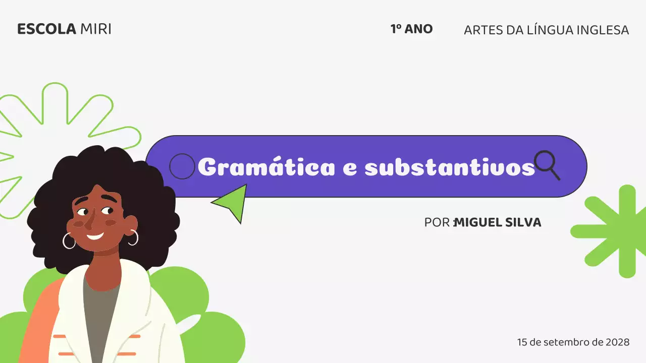 Bege Verde Ilustração Materiais de aula Gramática Apresentação