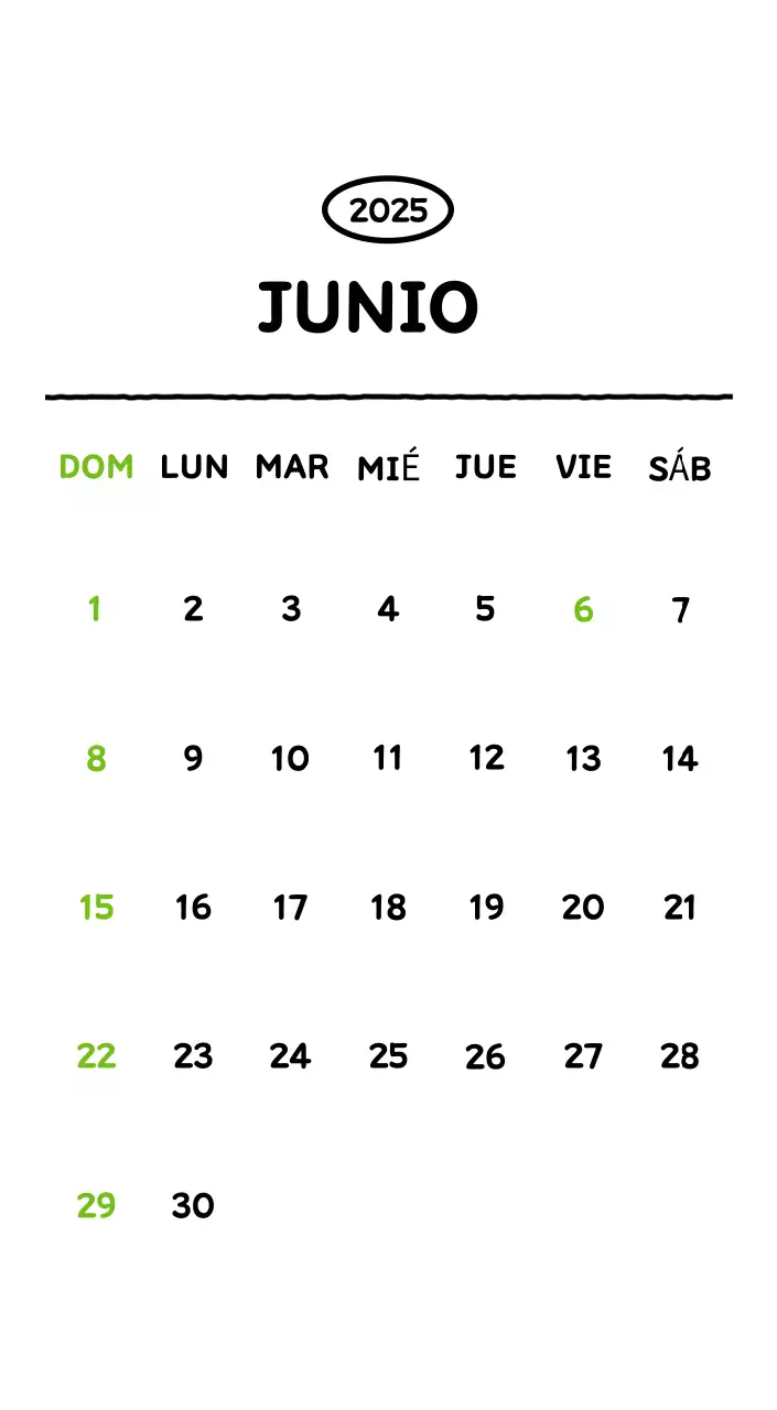 Calendario ilustrado con un bonito estilo de líneas