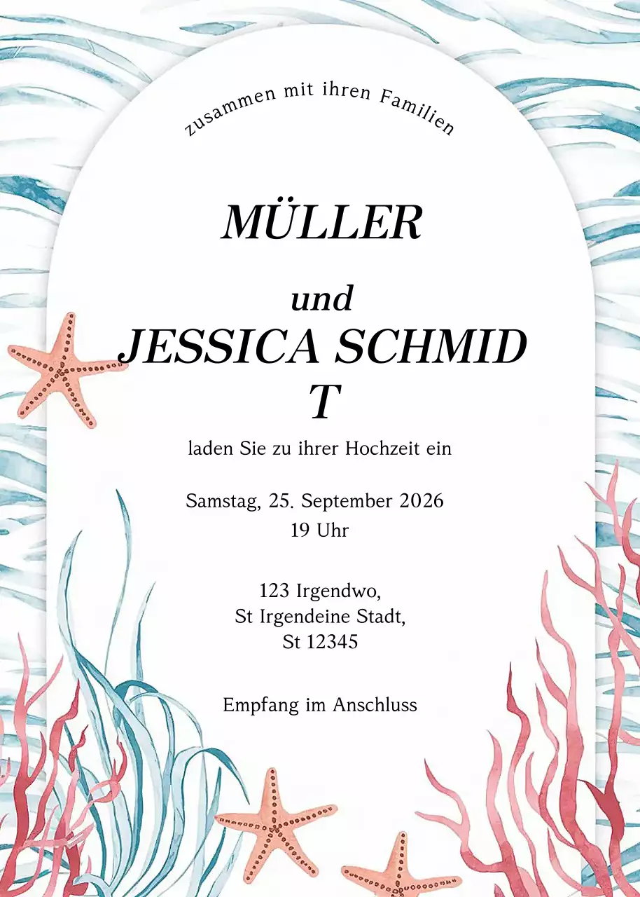 Weiß Elegante Hochzeitseinladung