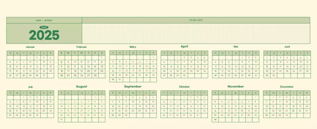 SAT D-Day Notizblock Konzept Wandkalender in grün und hellgelb