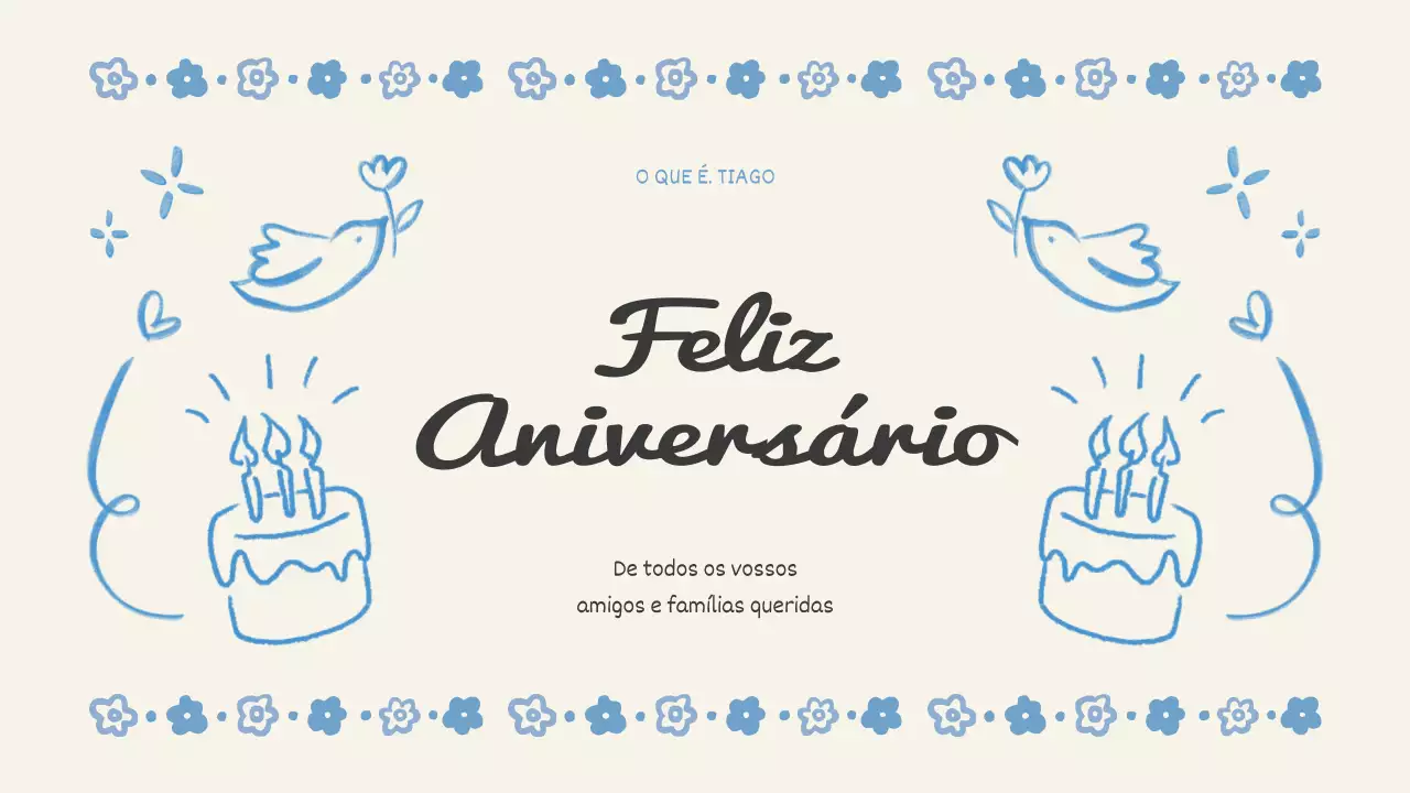 floral azul evento de aniversário