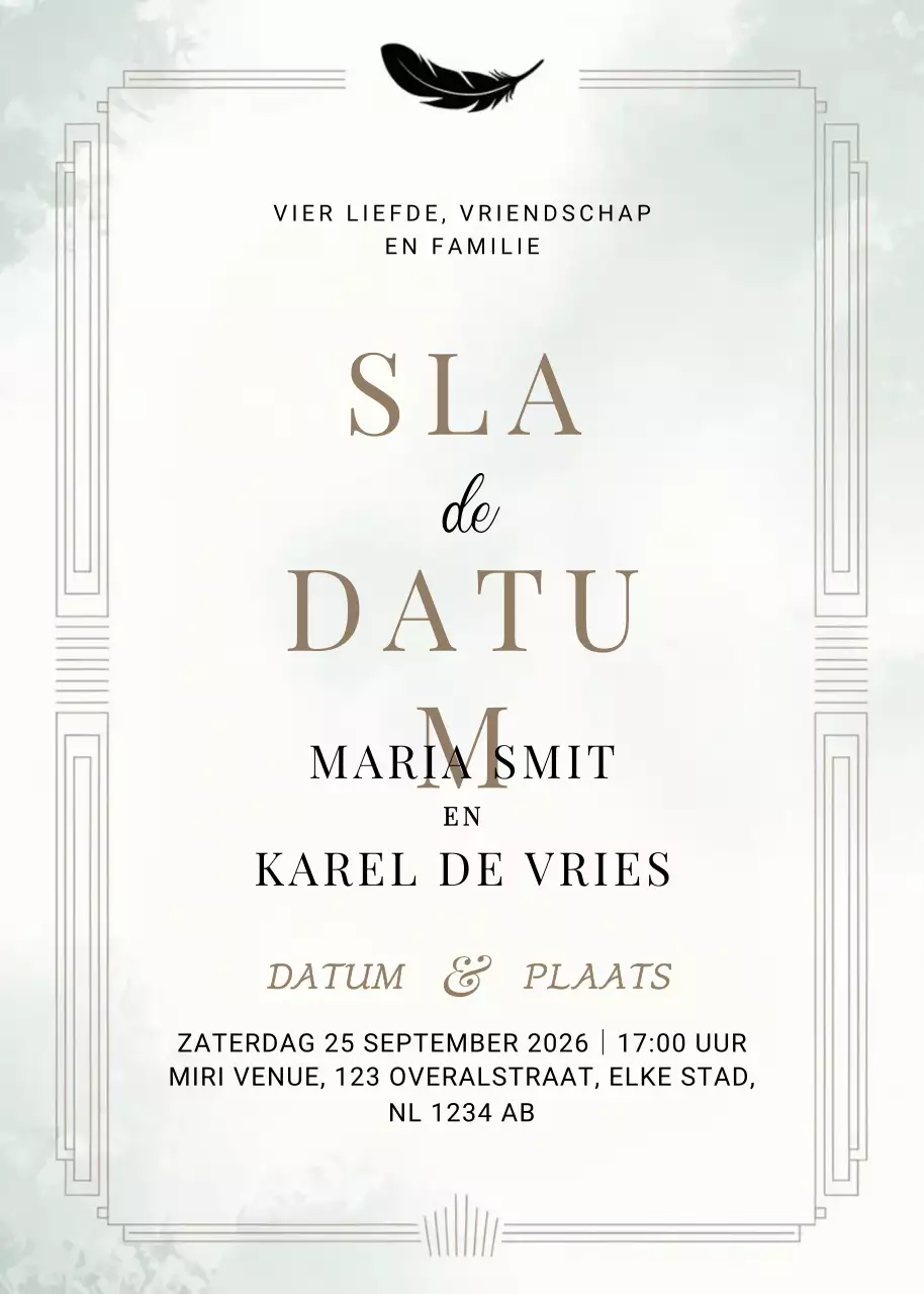 beige elegante huwelijksuitnodiging