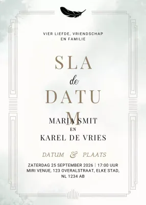 beige elegante huwelijksuitnodiging