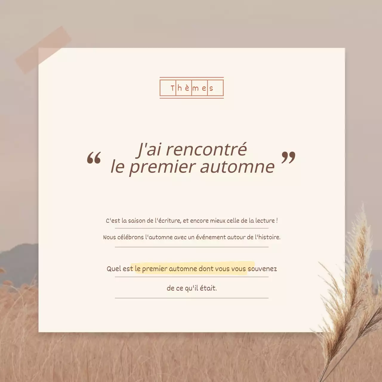 Promouvoir un événement automnal vintage en beige