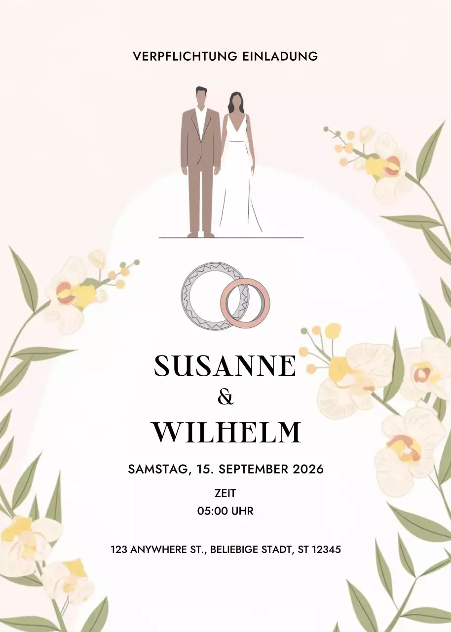 Beige Elegante Verlobungseinladung