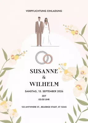 Beige Elegante Verlobungseinladung
