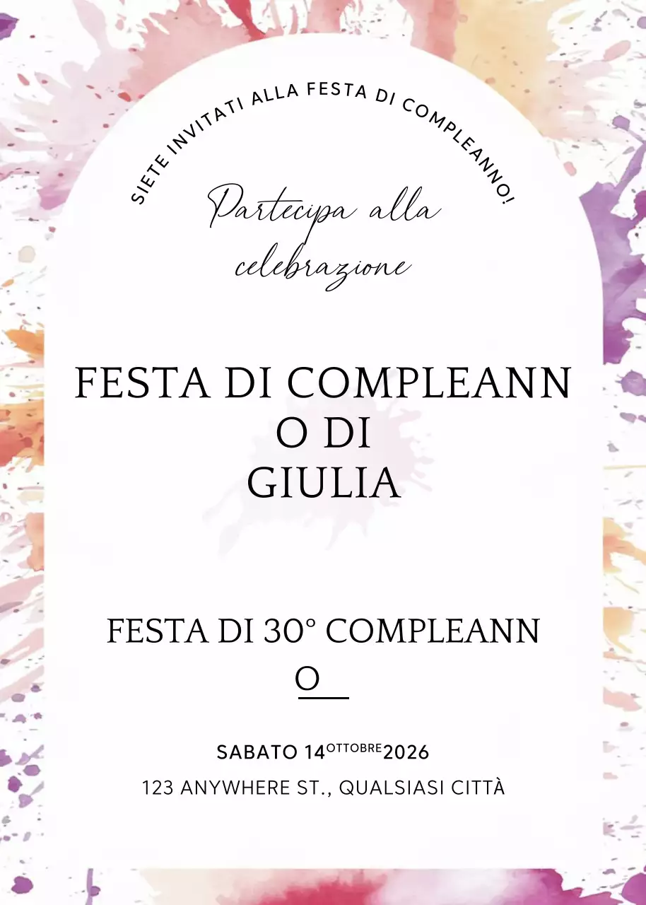 Invito di compleanno elegante e colorato