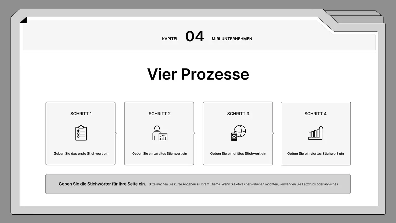 Schwarzer und weißer, sauber gerahmter Vorschlag in einem Aktenordner