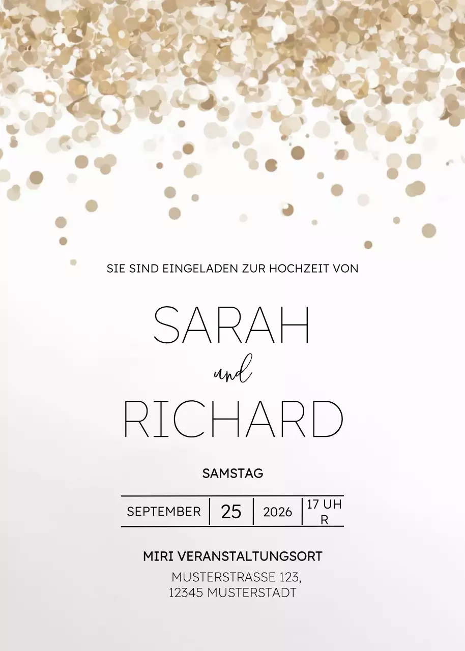 Gold Elegante Hochzeitseinladung