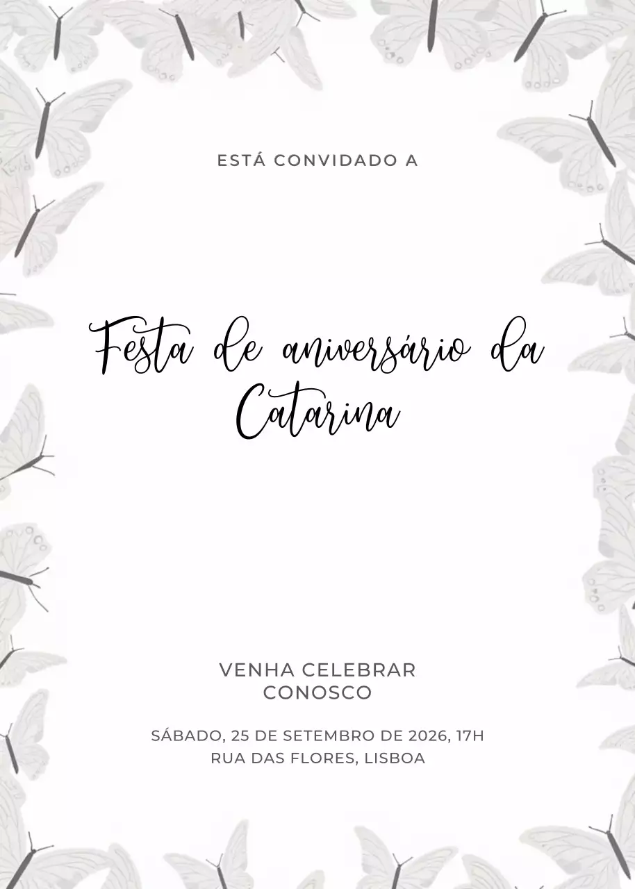 convite de aniversário elegante branco