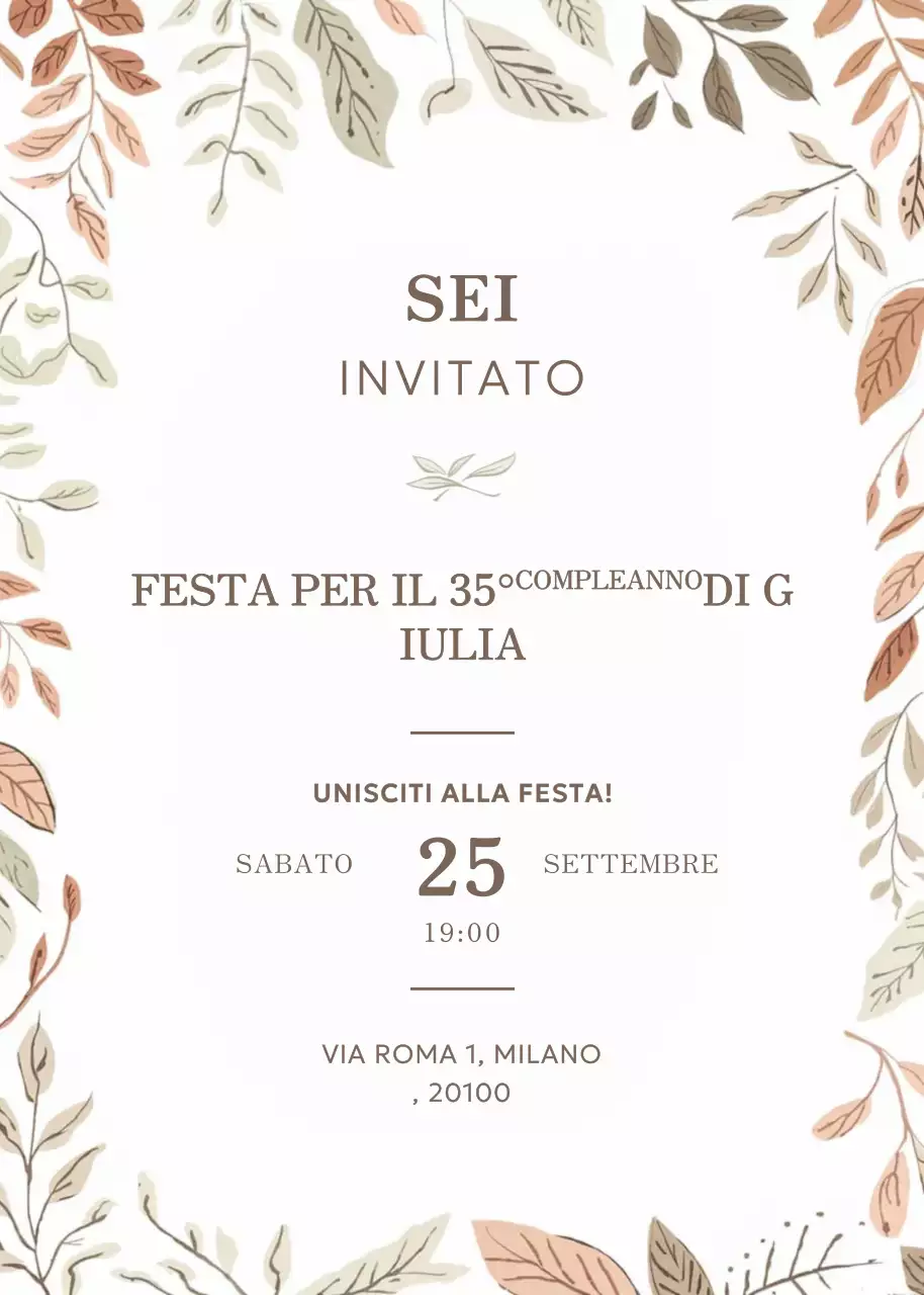 Invito di compleanno floreale beige