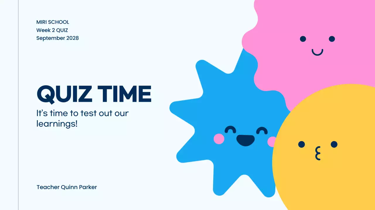 Blue Playful School Quiz Announcement Presentation
