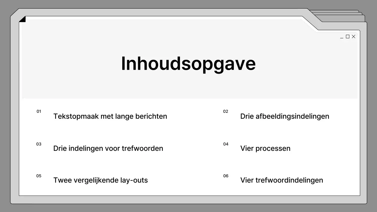 Zwart-wit, netjes ingelijst voorstel in een bestandsframe
