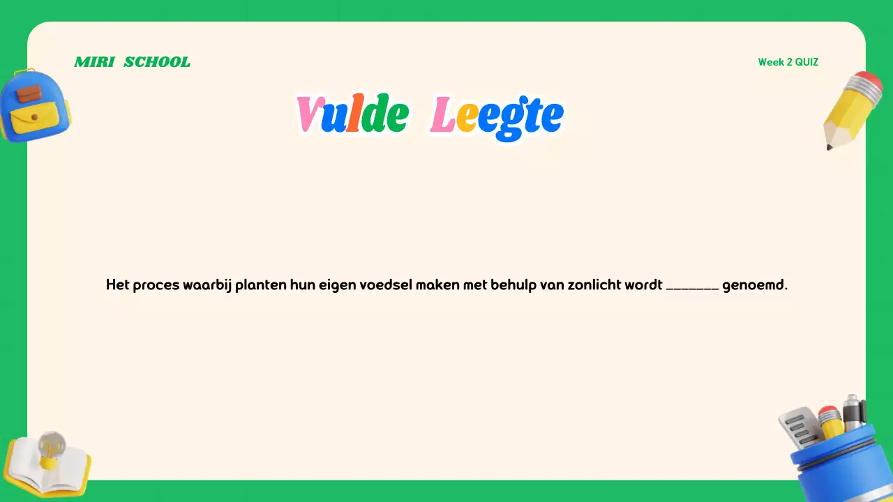 Kleurrijk modern quizlesmateriaal