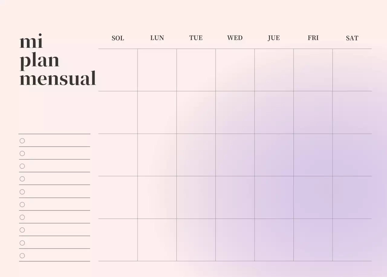 Calendario minimalista degradado