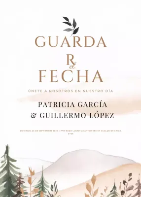 invitación de boda rústica beige