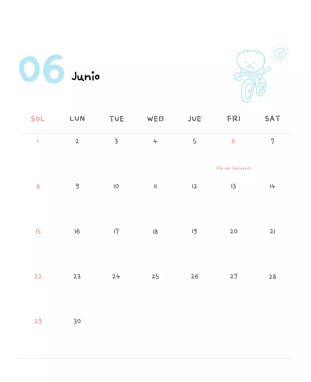 Calendario diario en marfil