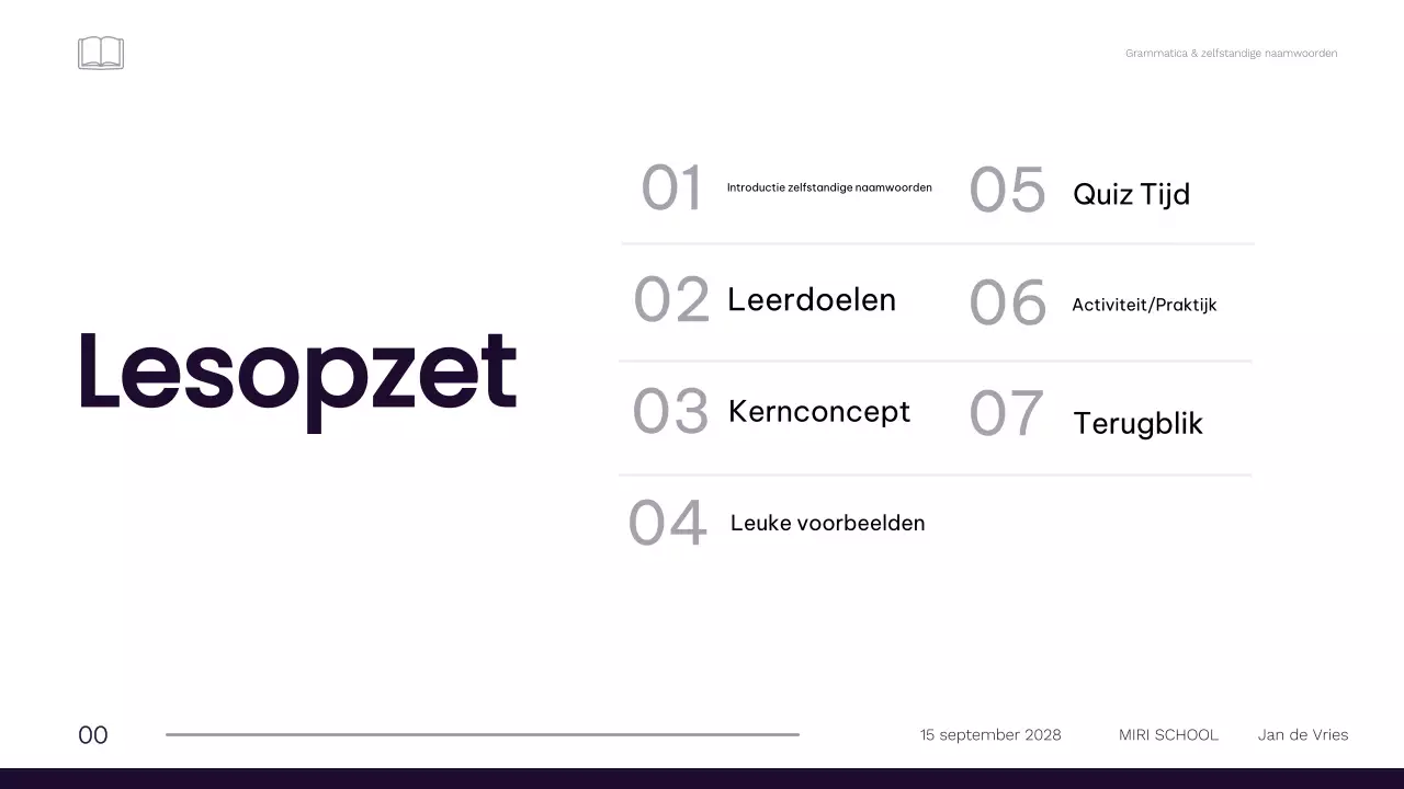 Professioneel minimalistisch 1e graad grammatica lesmateriaal