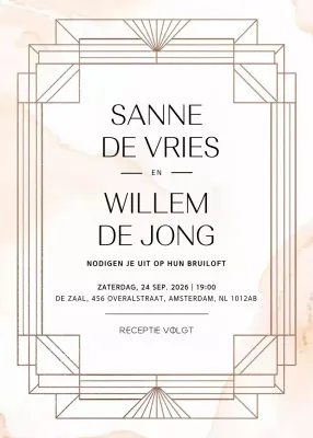 Beige elegante huwelijksuitnodiging