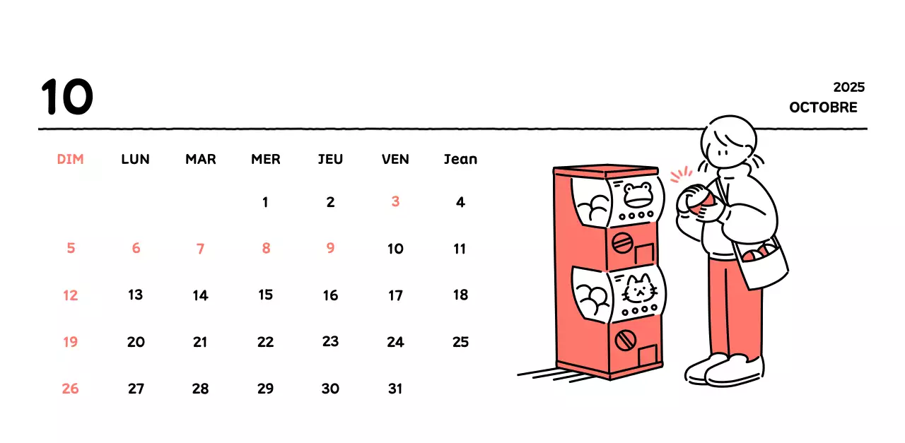 Calendrier illustré avec un joli style de lignes
