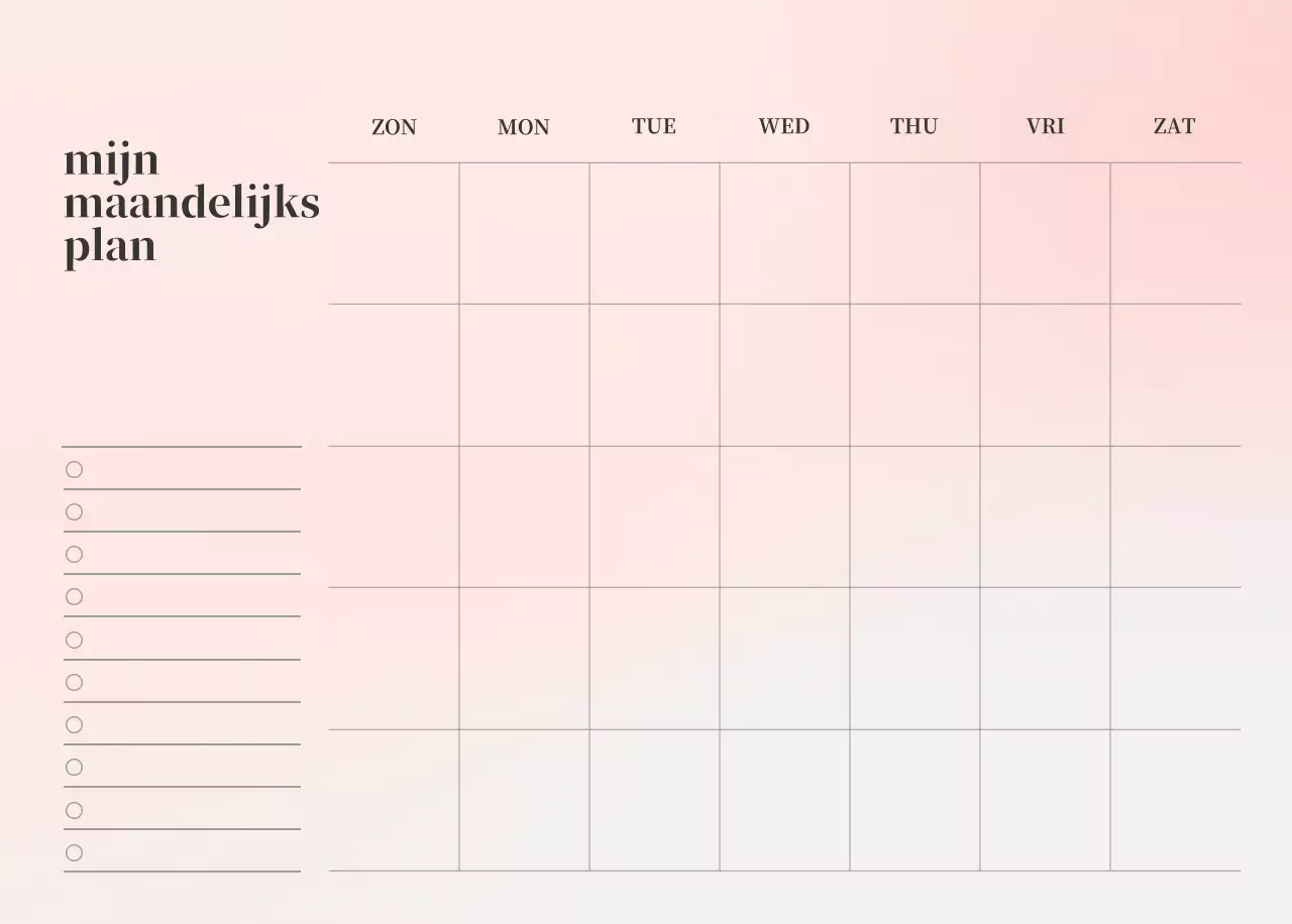 Minimalistische kalender met kleurverloop
