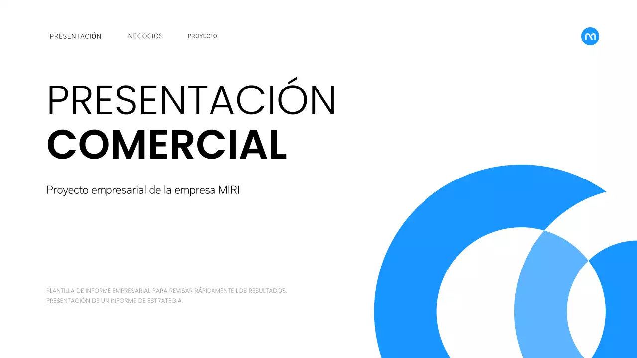 Un sencillo plan de empresa en blanco y azul