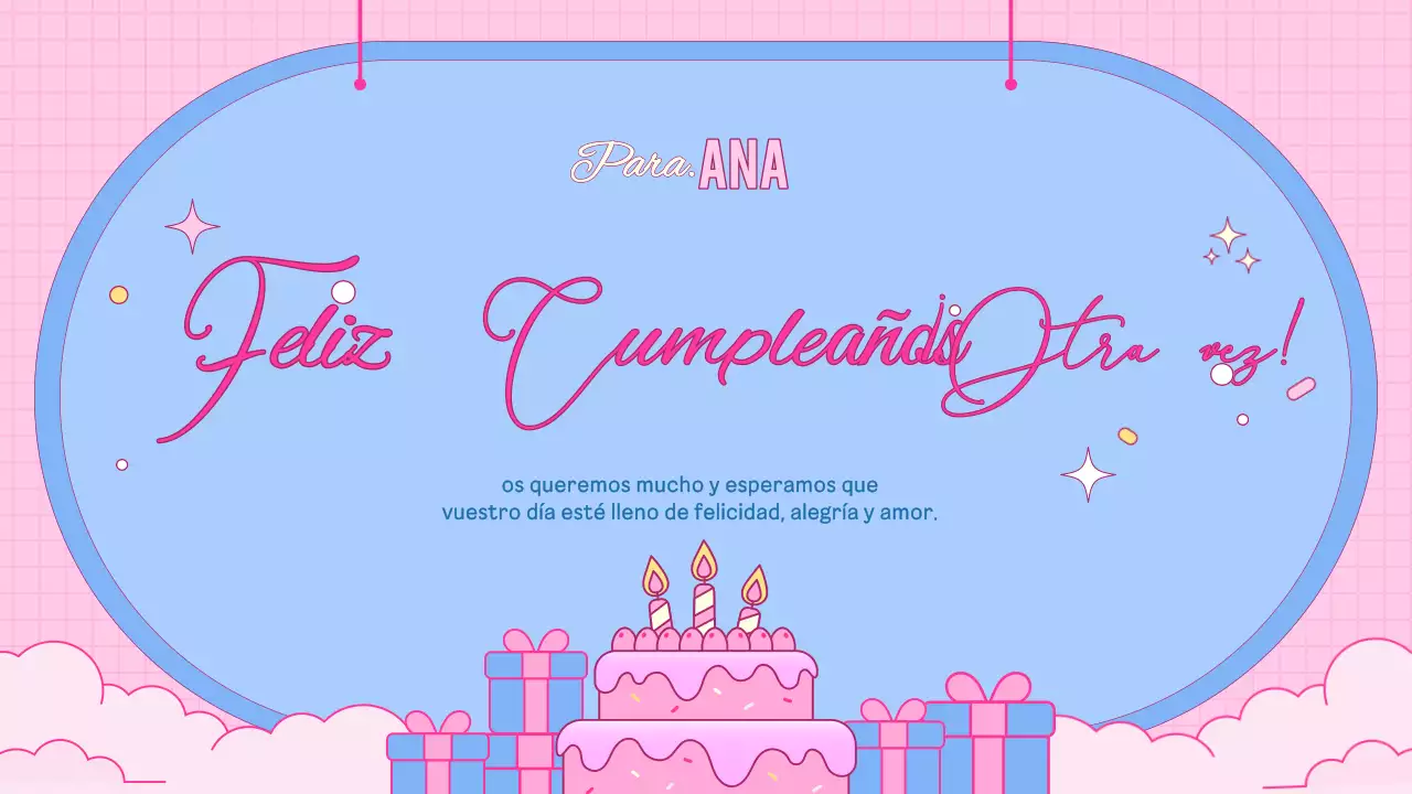 tarjeta de cumpleaños rosa de moda
