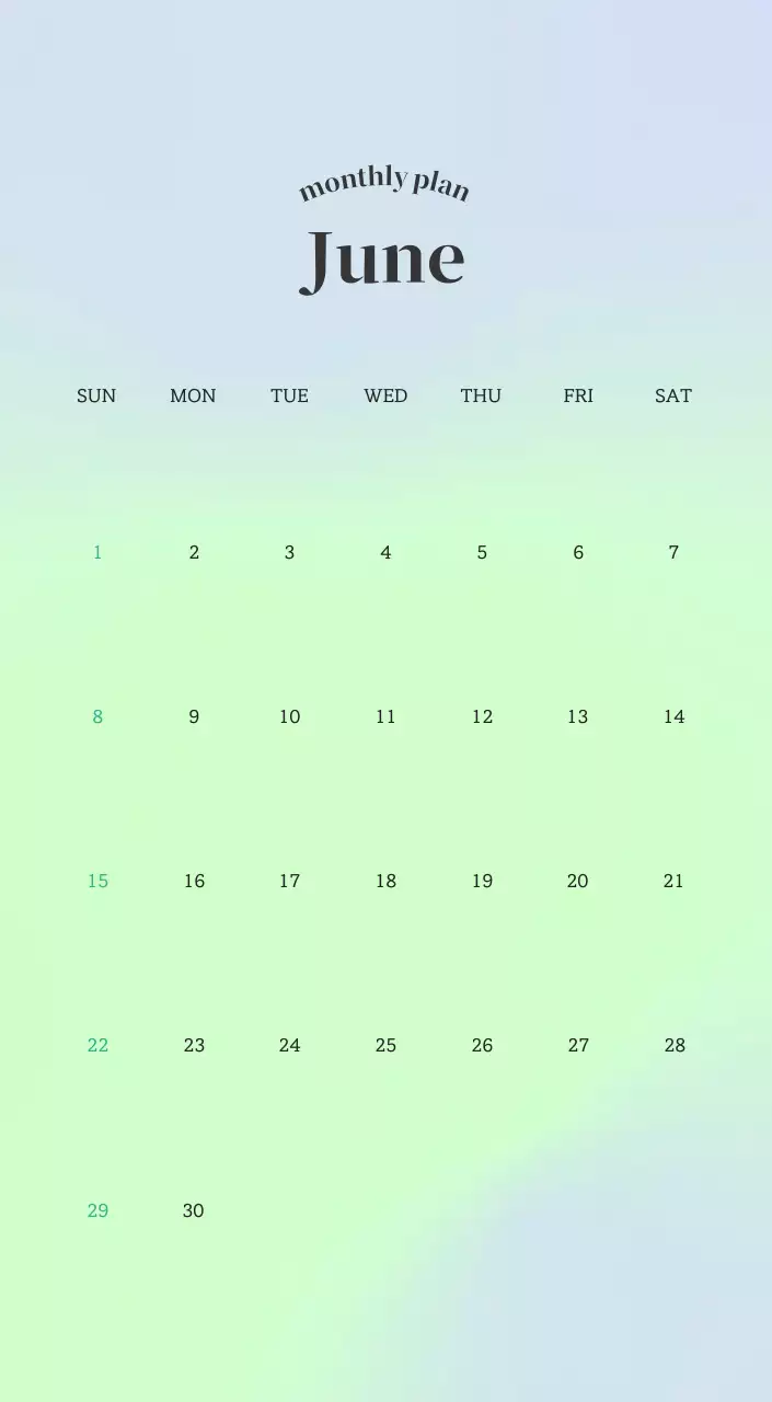 グラデーションミニマルカレンダーカレンダー