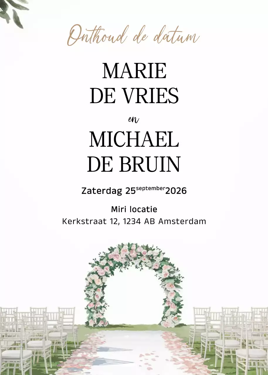 Witte elegante huwelijksuitnodiging