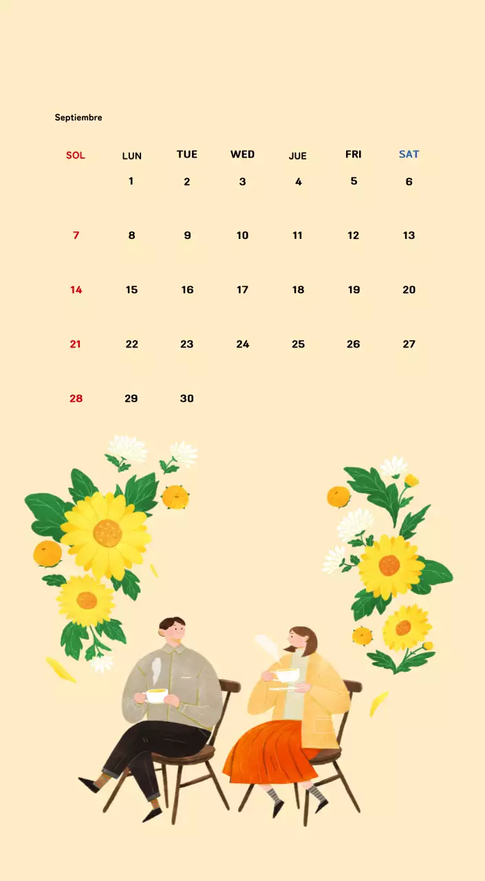 Calendario de Año Nuevo con cálidas ilustraciones