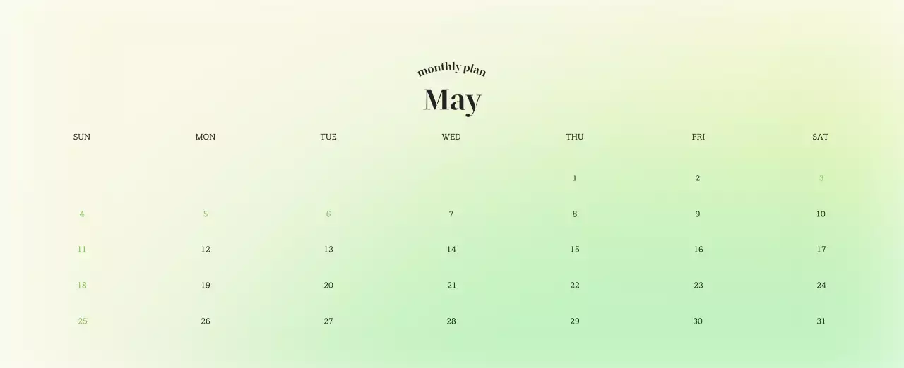 グラデーションミニマルカレンダーカレンダー