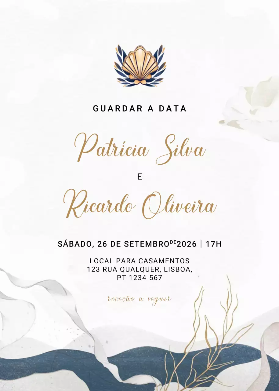 Convite de casamento bege e elegante