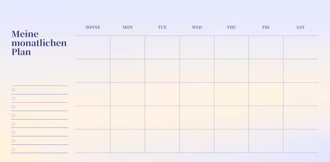 Minimalistischer Kalender mit Farbverlauf