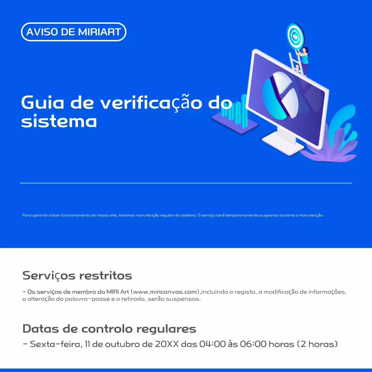 Guia de manutenção do sistema Blue Modern