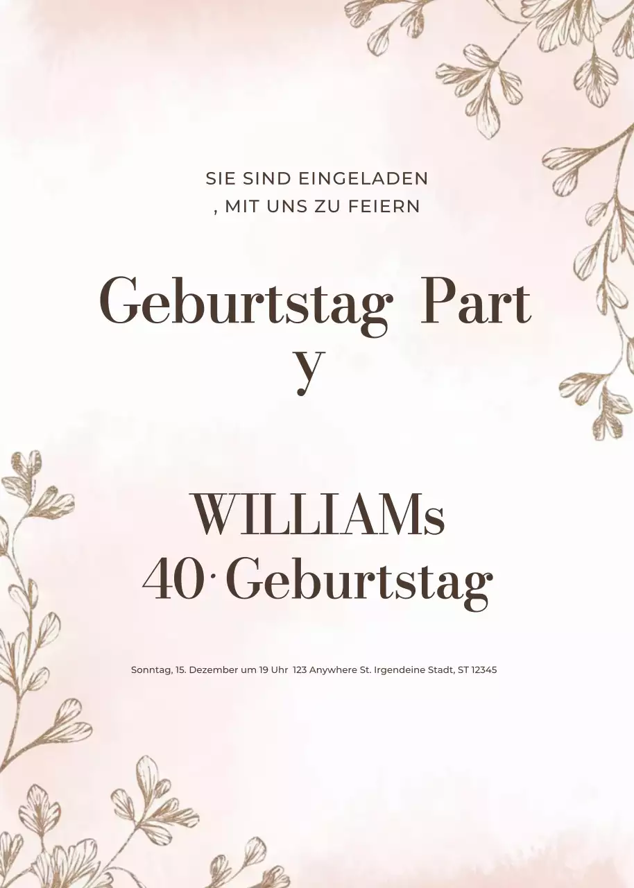 beige elegante Geburtstagseinladung