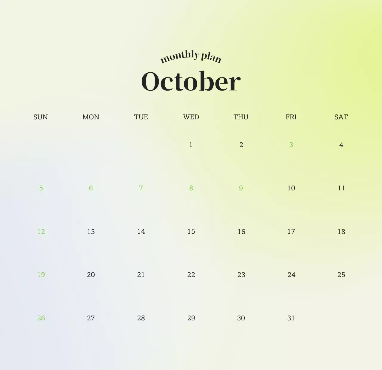 Gradient Minimalist Calendar