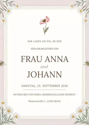 Rosa Elegante Verlobungseinladung