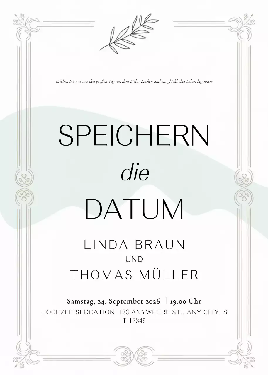 Weiß Elegante Hochzeitseinladung