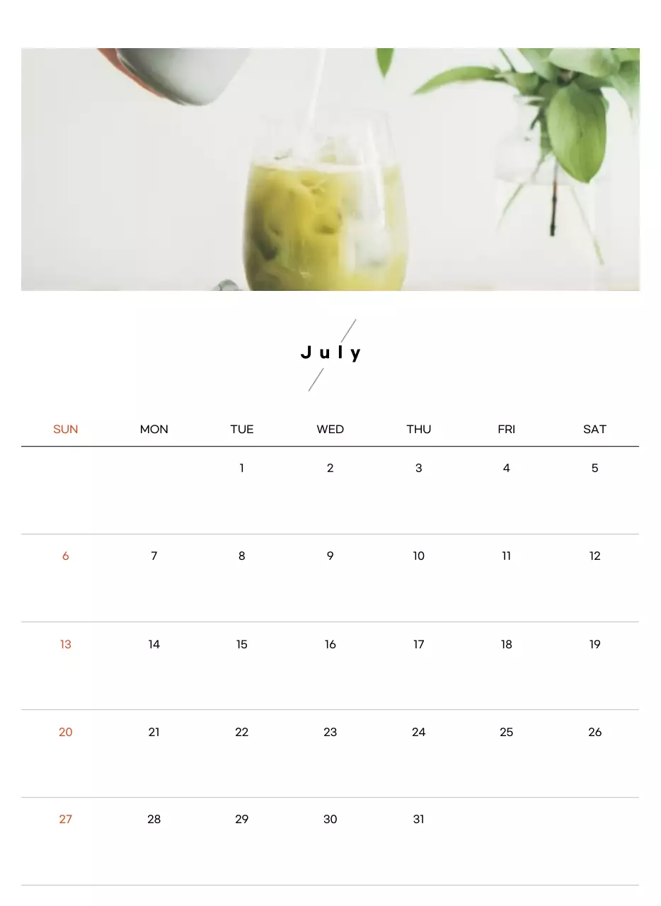 베이지 미니멀 카페 달력